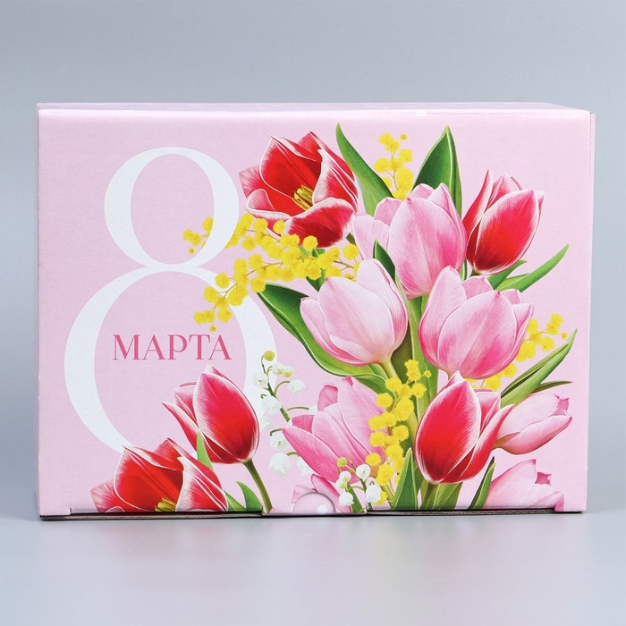 Коробка подарочная сборная, упаковка, &laquo;8 марта&raquo;, 26 х 19 х 10 см