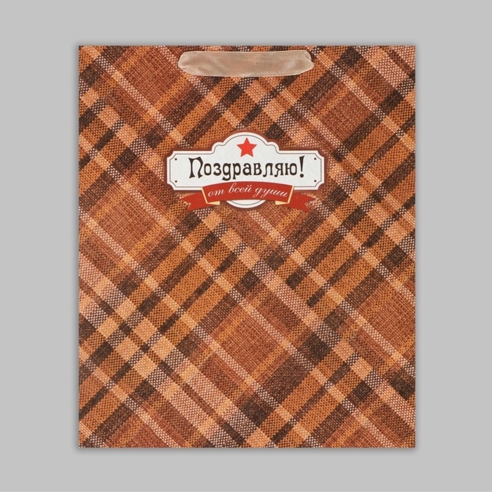 Пакет подарочный крафтовый вертикальный, упаковка, &laquo;Поздравляю от всей души!&raquo;, ML 23 х 27 х 11,5 см