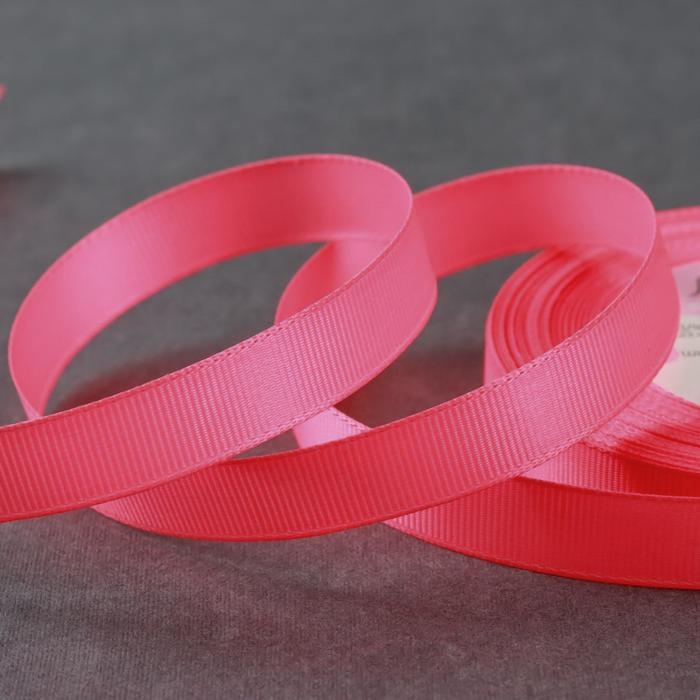 Лента репсовая, 15 мм, 23 &plusmn; 1 м, цвет неоново-розовый №14