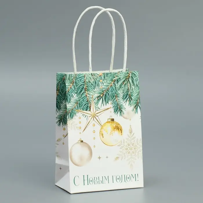 Пакет подарочный новогодний крафтовый &laquo;Роскошь Нового года&raquo;, 15 х 10 х 6 см