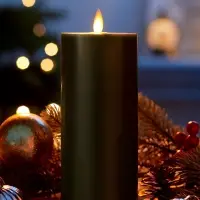 Светодиодная свеча восковая "Глубокий зеленый", 20x7 см, АААx3 (не в компл.), Т/БЕЛЫЙ