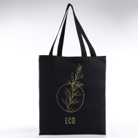 Шопер "Эко", 35х0,5х40, принт с блёстками, без подклада, чёрный Шопер "Эко", 35х0,5х40, принт с блёстками, без подклада, чёрный