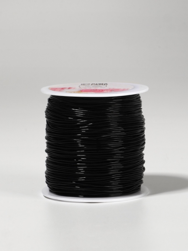 Нить для плетения 100±1м d1мм эластичная силикон чёрный АУ Нить для плетения 100±1м d1мм эластичная силикон чёрный АУ