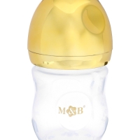 Бутылочка для кормления с наклейками &laquo;Золотой малыш&raquo; от 0 мес., 150 мл., цвет золотой, M&B
