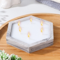 Свеча фигурная ароматическая в бетоне "Шестигранник", 14,5х2 см, белый, жасмин и пачули