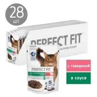 Влажный корм Perfect Fit для стерилизованных кошек, говядина, пауч, 75 г