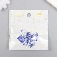 Декор для творчества металл, эмаль "Бело-синий цветок" 2,2х3 см