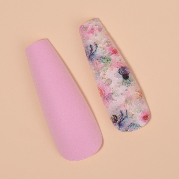 Ногти накладные с кл пластинами 12шт Цветы балерина разноцв к/кор QF