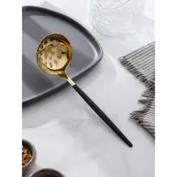 Шумовка из нержавеющей стали Magistro &laquo;Грэйс&raquo;, h=24,5 см, цвет ручки чёрный, цвет головы золотой