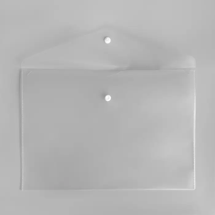 Папка-конверт на кнопке А4, 120 мкм, Calligrata, прозрачная, белая