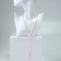 Кулон с жемчугом &laquo;Крестик&raquo; цвет золото, 40см