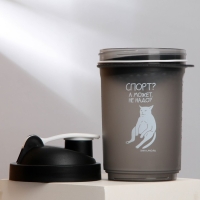 Шейкер спортивный &laquo;Спорт? А может не надо?&raquo;, чёрный, с чашей под протеин, 500 мл