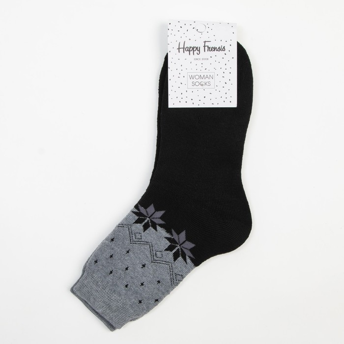 Носки женские махровые, цвет серый/чёрный, размер 23-25