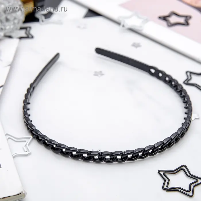 Ободок для волос &laquo;Ночка&raquo;, звенья, 0.8 см, чёрный