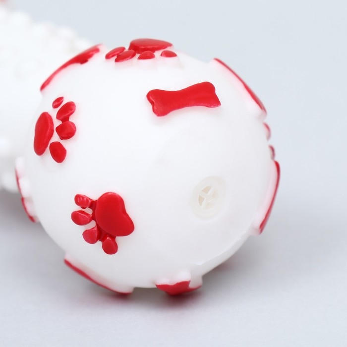 Игрушка пищащая Игрушка пищащая "Новогодняя Гантель", 12,5 см, белая