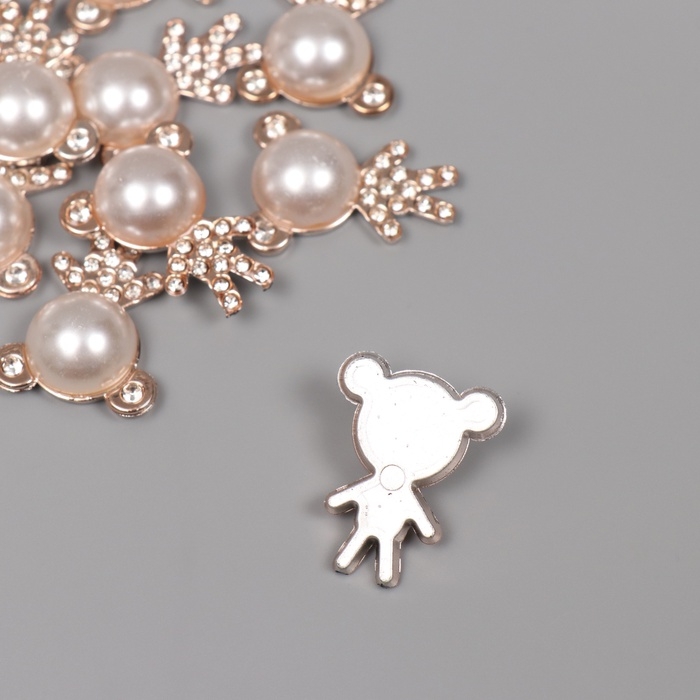 Декор для творчества пластик "Мишка со стразами" золото набор 10 шт 2,5х2х1 см