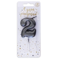 Свеча в торт "Мокрый асфальт", цифра 2