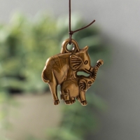 Музыка ветра металл "Монета со слонами" 3 колокольчика 1 фигурка 38 см МИКС