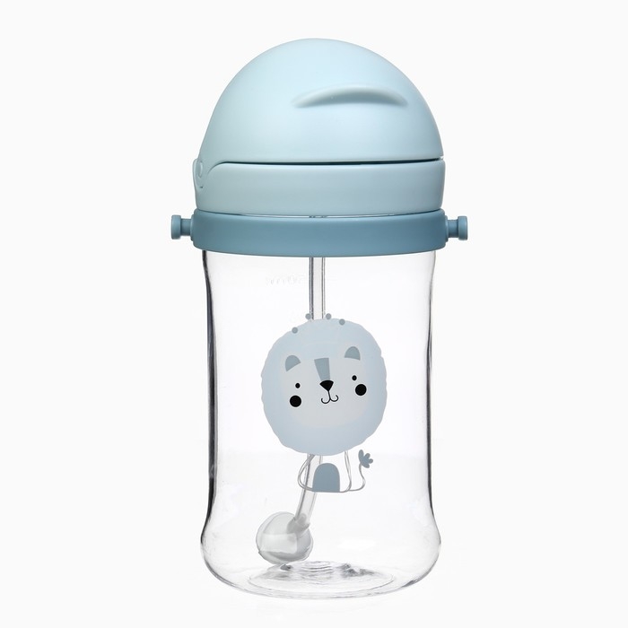 Поильник - непроливайка детский с силиконовой трубочкой и грузиком, от 9 мес., 350 мл., на ленте, цвет голубой, Крошка Я Поильник - непроливайка детский с силиконовой трубочкой и грузиком, от 9 мес., 350 мл., на ленте, цвет голубой, Крошка Я