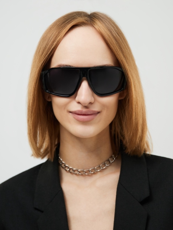 Очки солнцезащитные спортивные, uv 400, ширина 14.7 см, дужка 13.5 см, высота 4.2 см, черные   10807