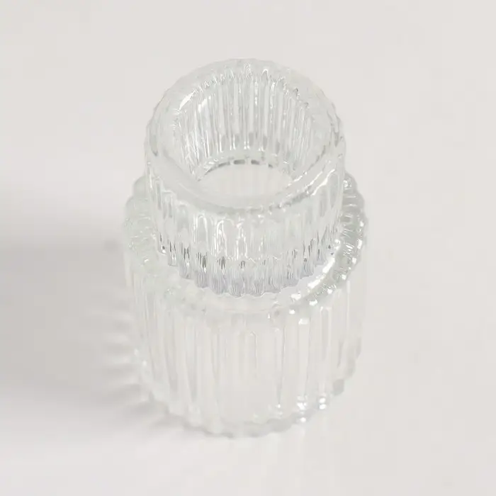 Подсвечник стекло "Цилиндр. Столбик" двухсторонний прозрачный d- 2 и 3,5 см 4,2х4,2х6,8 см