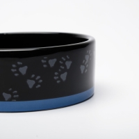 Миска керамическая "Черный кот" 300 мл  12,5 х 4,5 см, черно-синяя