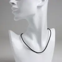 Шнурок каучуковый, неполый, 55 см, d=2 мм, чёрный в серебре