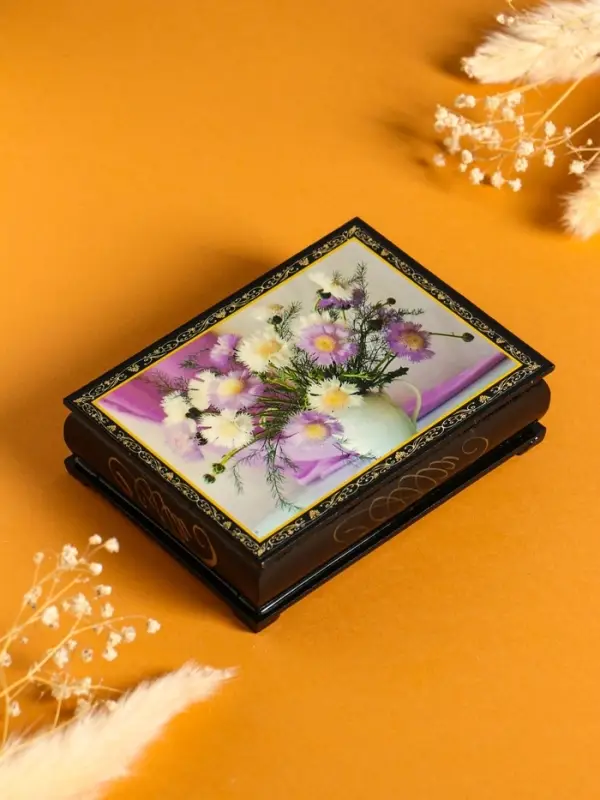 Шкатулка &laquo;Цветы в кувшине&raquo;, 10&times;14 см, лаковая миниатюра