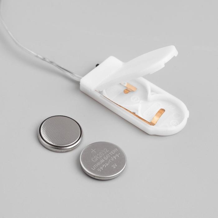 Гирлянда &laquo;Мишура&raquo; 2 м роса, IP20, серебристая нить, 50 LED, батарейки CR2032х2 (в комплекте), свечение мульти