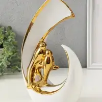 Сувенир керамика "Две птички. Абстракция" белый с золотом 8х20х29 см