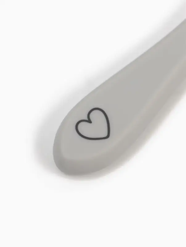 Тарелка детская на присоске и ложка, серый, Mum&Baby