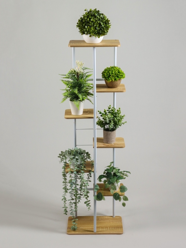 Подставка для цветов Greengo, 7 полок, 36 &times; 23 &times; 120 см, напольная, каркас металл, полки МДФ, белая