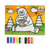 Фреска с цветным основанием &laquo;Мишка&raquo; 9 цветов песка по 2 г