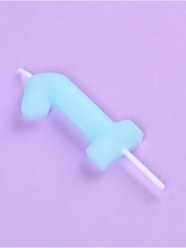 Свеча в торт &laquo;Цифра 1&raquo;, светящаяся голубая, 9 см