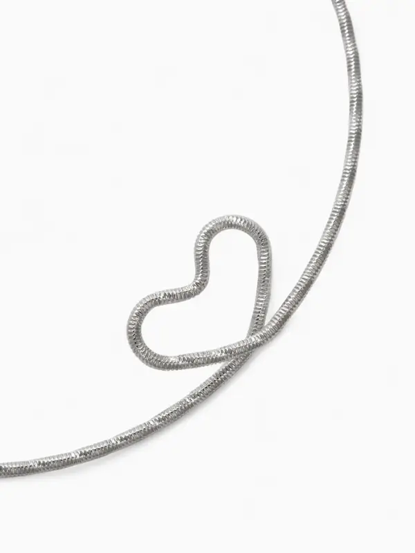 Набор 2 предмета: чокер, браслет &laquo;Обруч&raquo; сердце, цвет серебро