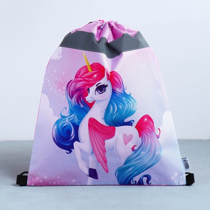 Мешок для обуви со светоотражающим элементом «Радужный единорог» 30 х 40 см Мешок для обуви со светоотражающим элементом «Радужный единорог» 30 х 40 см