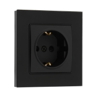 Розетка одноместная TOT Matte Glass, 16 А, скрытая, с з/к, стекло, черная Розетка одноместная TOT Matte Glass, 16 А, скрытая, с з/к, стекло, черная