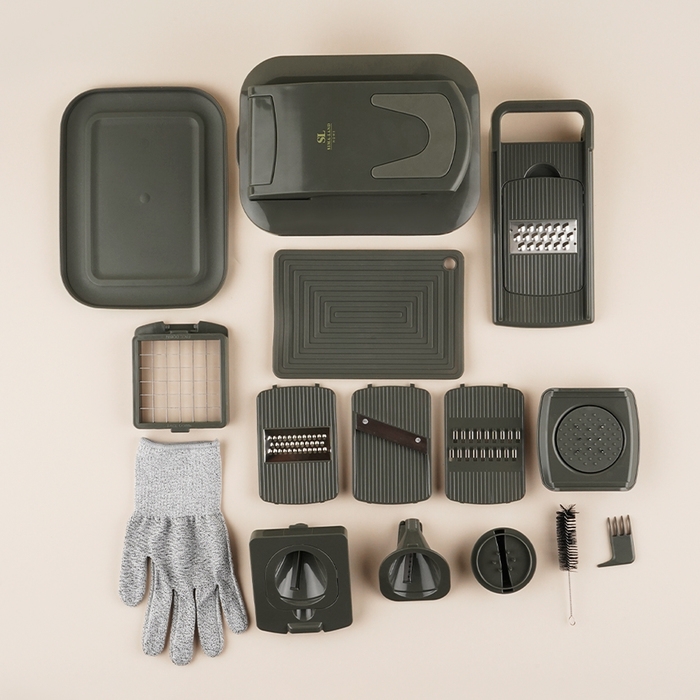 Овощерезка универсальная SL Home «Оливковая роща», 9 в 1, стекло, цвет оливковый Овощерезка универсальная SL Home «Оливковая роща», 9 в 1, стекло, цвет оливковый