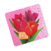 Алмазная мозаика с частичным заполнением на шкатулке &laquo;Тюльпаны&raquo;, 14 х 14 см