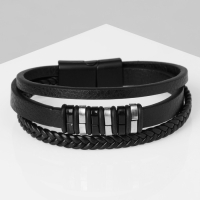 Браслет унисекс «Мощь» три звена, цвет чёрный с чёрно-серебряным металлом, 21,5 см Браслет унисекс «Мощь» три звена, цвет чёрный с чёрно-серебряным металлом, 21,5 см