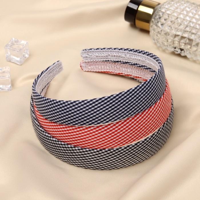 Ободок для волос QF &laquo;Классика&raquo;, клетка, 2.5 см, МИКС