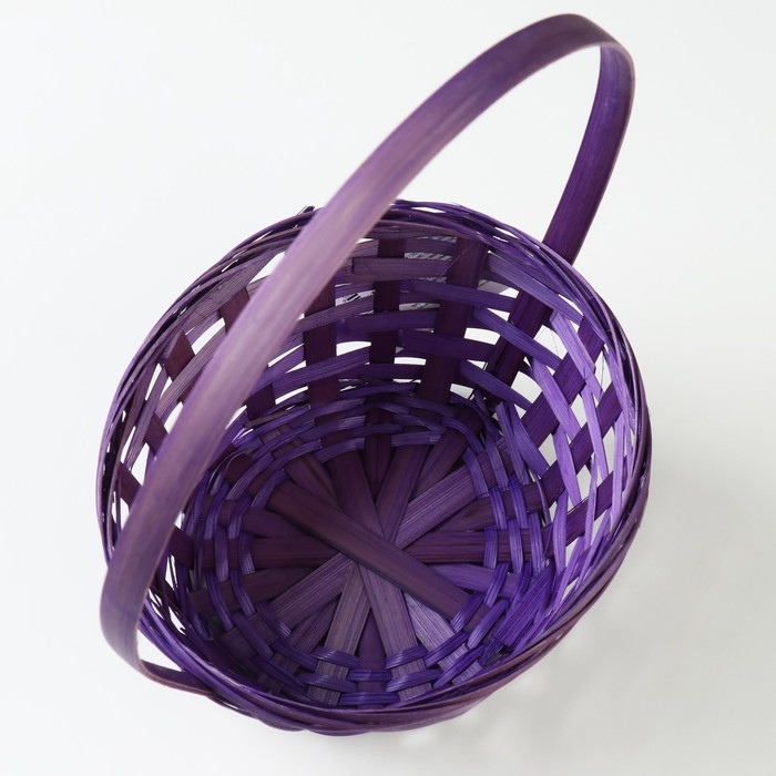 Корзина плетеная, D19 х 9,5 х 32 см, фиолетовая, бамбук Корзина плетеная, D19 х 9,5 х 32 см, фиолетовая, бамбук