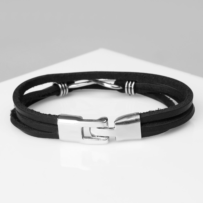 Браслет мужской «Гравитация» бесконечность, цвет чёрный с серебром, 23 см Браслет мужской «Гравитация» бесконечность, цвет чёрный с серебром, 23 см