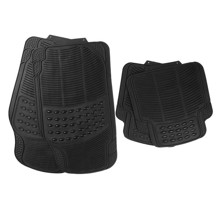 Коврики автомобильные TORSO, резина, 70&times;44 см, 44&times;43.5 см, черный, набор 4 шт