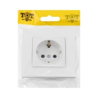 Розетка одноместная TOT Matte Glass, 16 А, скрытая, с з/к, стекло, белая Розетка одноместная TOT Matte Glass, 16 А, скрытая, с з/к, стекло, белая
