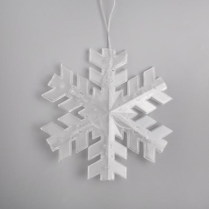 Гирлянда &laquo;Нить&raquo; 2 м с насадками &laquo;Снежинка матовая&raquo;, IP20, прозрачная нить, 36 LED, свечение мульти (RG/RB), мигание, 220 В