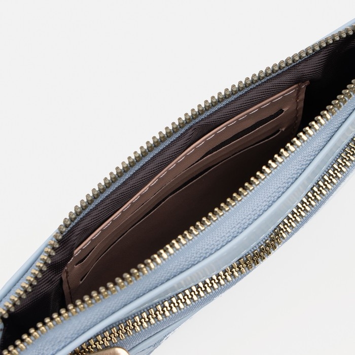 Кошелёк на молнии, цвет голубой
