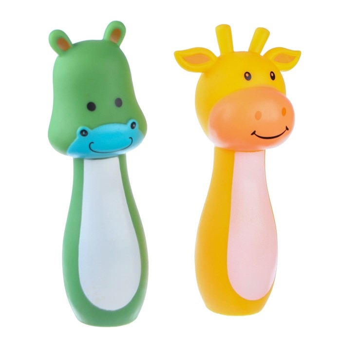 Резиновая игрушка для ванны &laquo;Веселый боулинг&raquo;, 12 см, с пищалкой, виды МИКС, Крошка Я