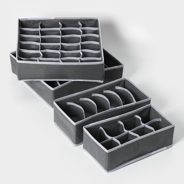 Набор коробов для хранения Доляна &laquo;Гранж&raquo;, 4 шт, 33&times;32&times;10 см, 31&times;15,5&times;10 см, 29&times;14&times;10 см