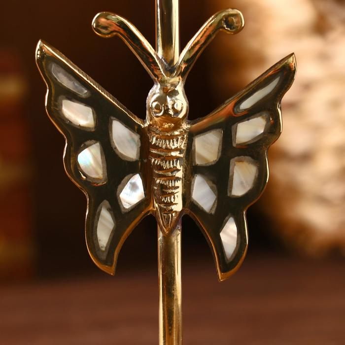 Подсвечник Подсвечник "Цветная бабочка" латунь, перламутр 8,5х8,5х22 см